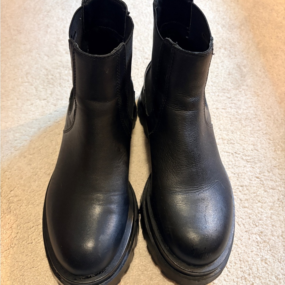 Black Leather Ankle Boots